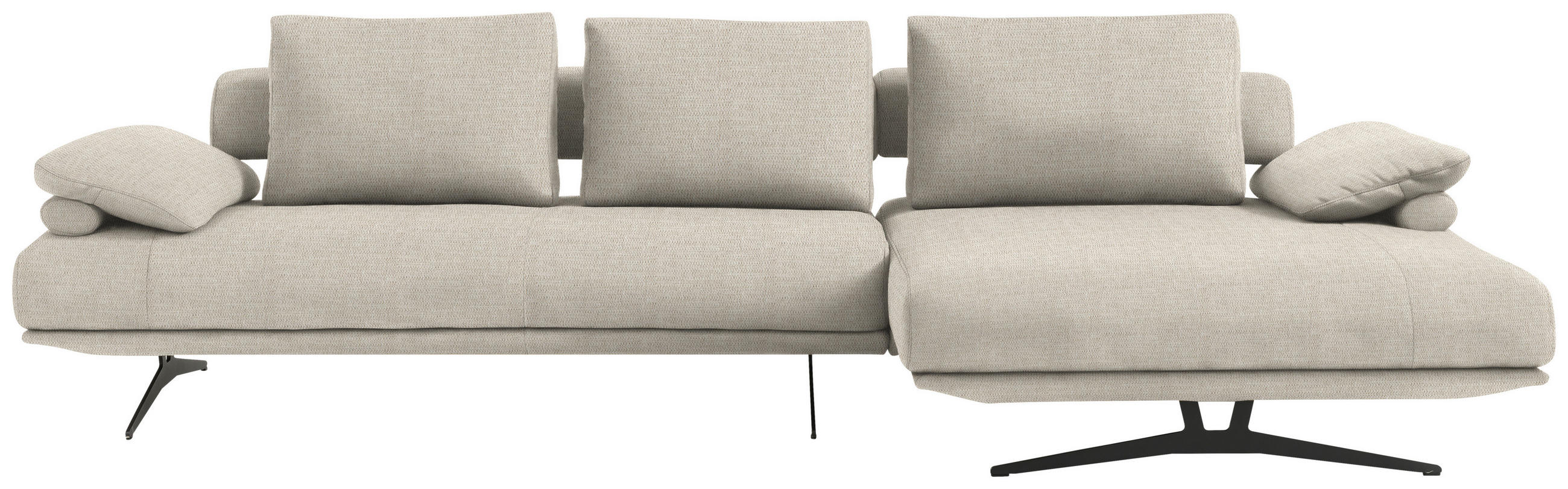 ECKSOFA in Chenille Creme  - Creme/Schwarz, Design, Textil/Metall (334/168cm) - Dieter Knoll
