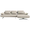 ECKSOFA  in Chenille Creme Rückenkissen, Armlehnenkissen  334/168 cm  - Creme/Schwarz, Design, Textil/Metall (334/168cm) - Dieter Knoll