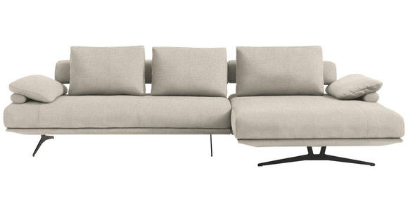 ECKSOFA  in Chenille Creme Rückenkissen, Armlehnenkissen  334/168 cm  - Creme/Schwarz, Design, Textil/Metall (334/168cm) - Dieter Knoll