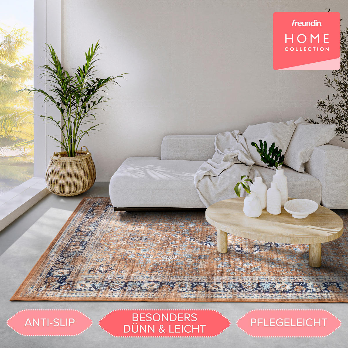 VINTAGE-TEPPICH 200/290/290 cm Asya Dunkelblau, Kupferfarben  - Dunkelblau/Kupferfarben, Design, Kunststoff/Textil (200/290/290cm) - Hanse Home