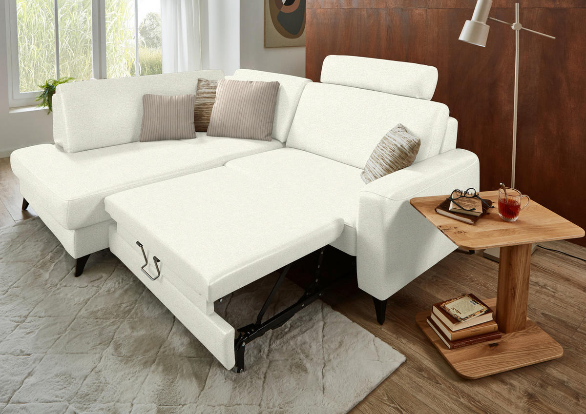 ECKSOFA  Chenille Creme  - Creme/Schwarz, Design, Textil/Metall (182/239cm) - Beldomo Comfort