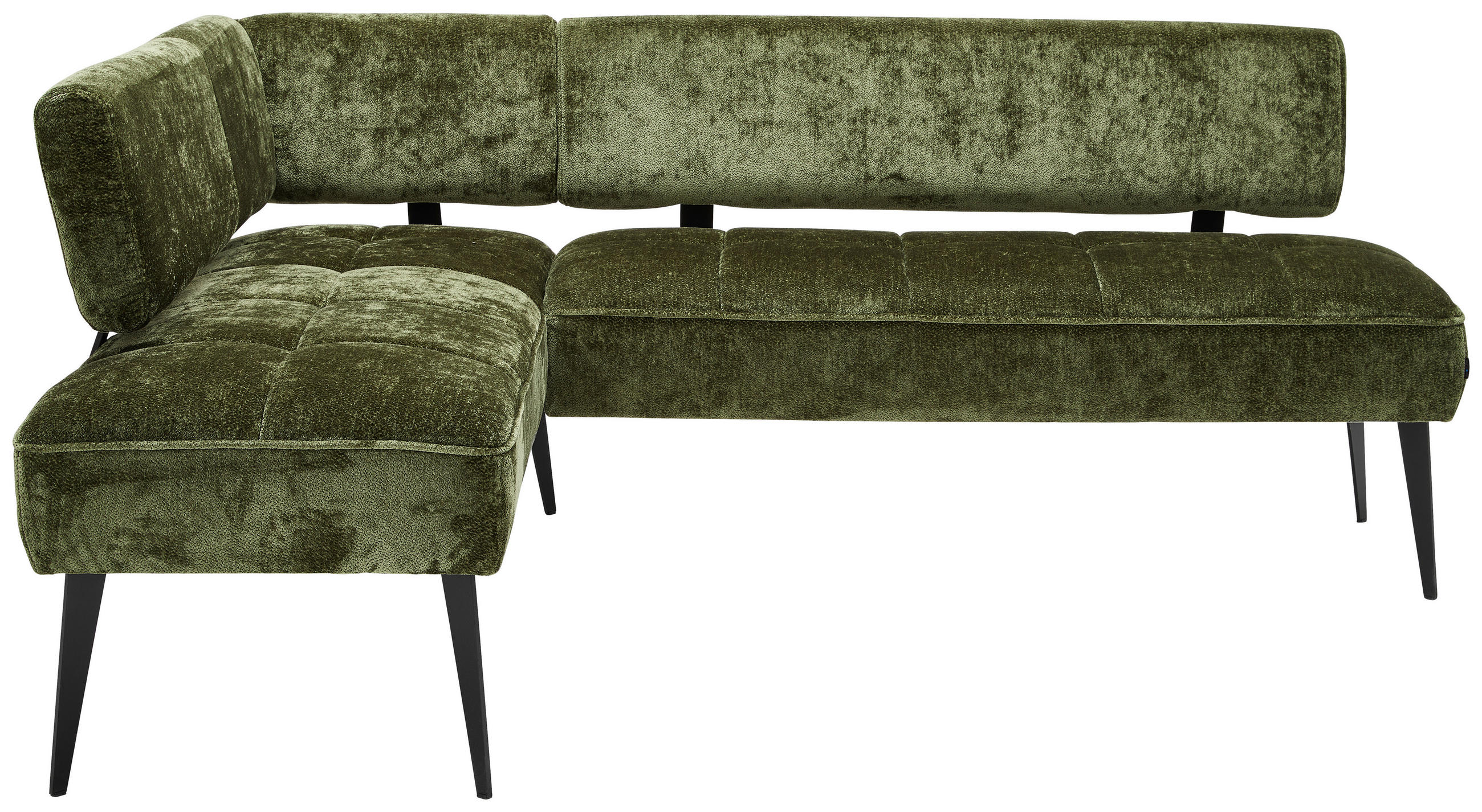 ECKBANK 162/212 cm Webstoff Olivgrün Metall   - Schwarz/Olivgrün, MODERN, Textil/Metall (162/212cm) - Welnova