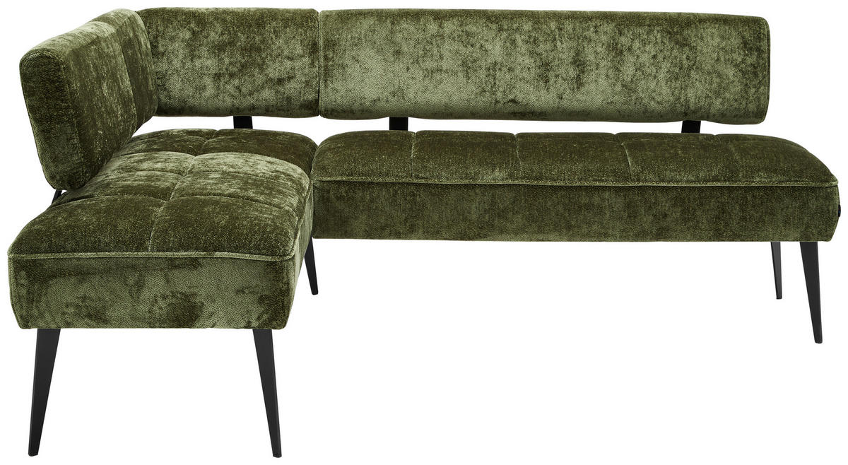 ECKBANK 162/212 cm Webstoff Olivgrün Metall   - Schwarz/Olivgrün, MODERN, Textil/Metall (162/212cm) - Welnova