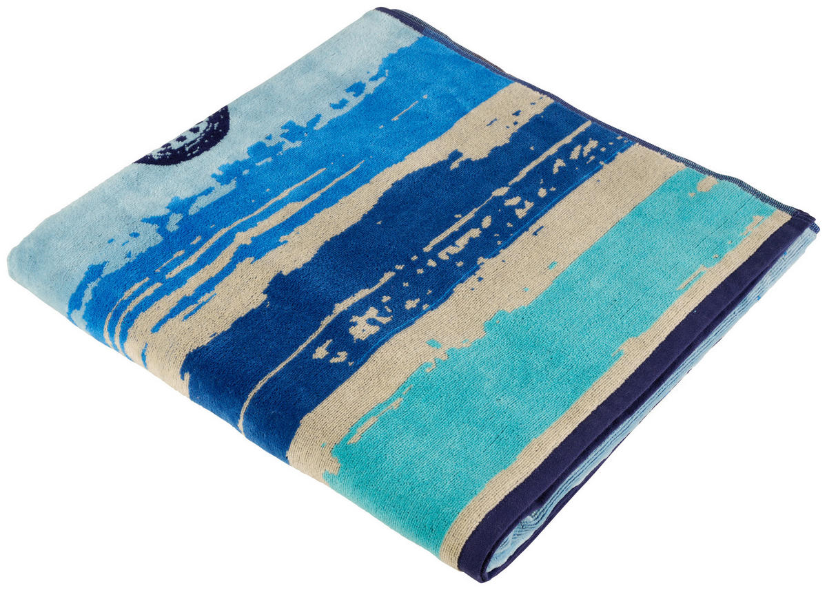 PROSOP DE PLAJĂ 90/180 cm albastru, bej  - albastru/bej, Konventionell, textil (90/180cm) - Esposa