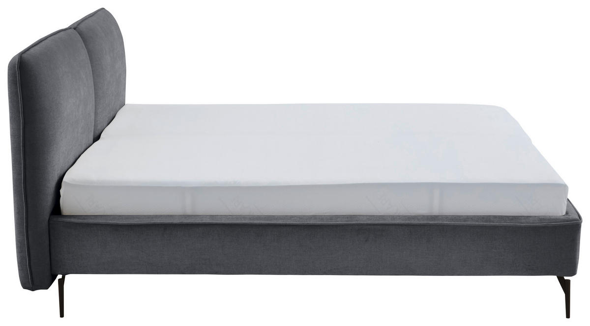 POLSTERBETT 200/200 cm  in Grau  - Schwarz/Grau, MODERN, Textil/Metall (200/200cm) - Livetastic