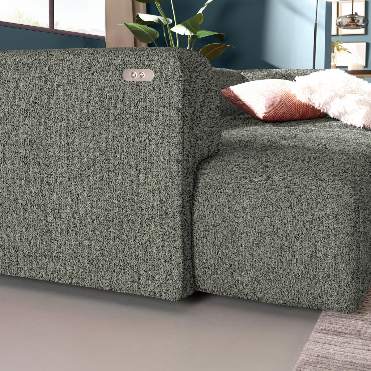 ECKSOFA  in Webstoff Graubraun Zierkissen, Rückenkissen  288/188 cm  - Graubraun/Schwarz, Design, Kunststoff/Textil (288/188cm) - Welnova