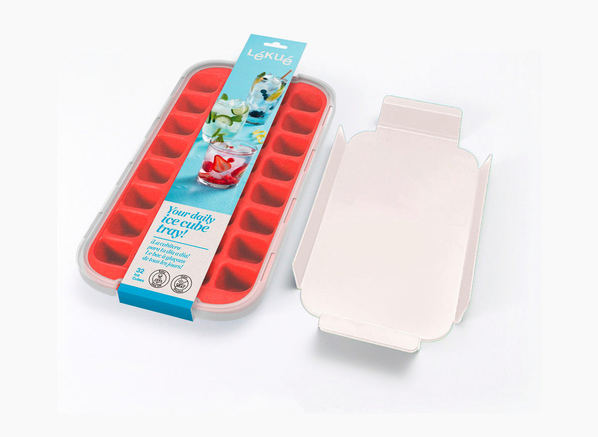 POSODA ZA KOCKE LEDU - rdeča, Basics, umetna masa (18,7/4,4/34,2cm) - LEKUE