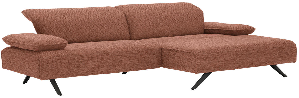 ECKSOFA in Flachgewebe Terracotta  - Anthrazit/Terracotta, Design, Textil/Metall (280/165cm) - Johann Jakob