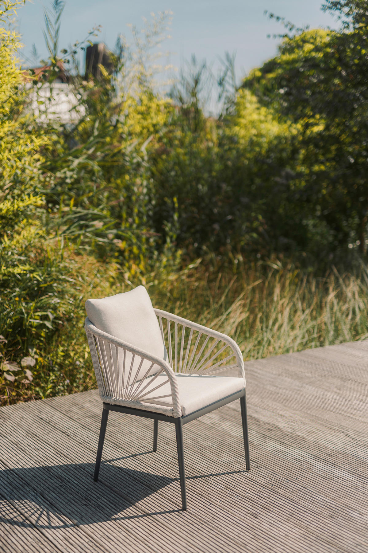 GARTENSESSEL Metall, Textil Anthrazit, Beige  - Anthrazit/Beige, Design, Textil/Metall (56/87/63cm)