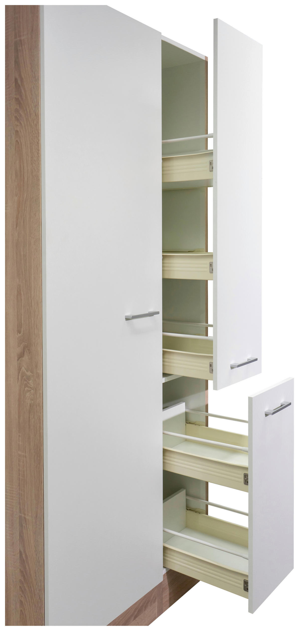 APOTHEKERSCHRANK 30/200/57 cm  in Weiß, Sonoma Eiche  - Alufarben/Weiß, KONVENTIONELL, Holzwerkstoff/Kunststoff (30/200/57cm) - FlexWell