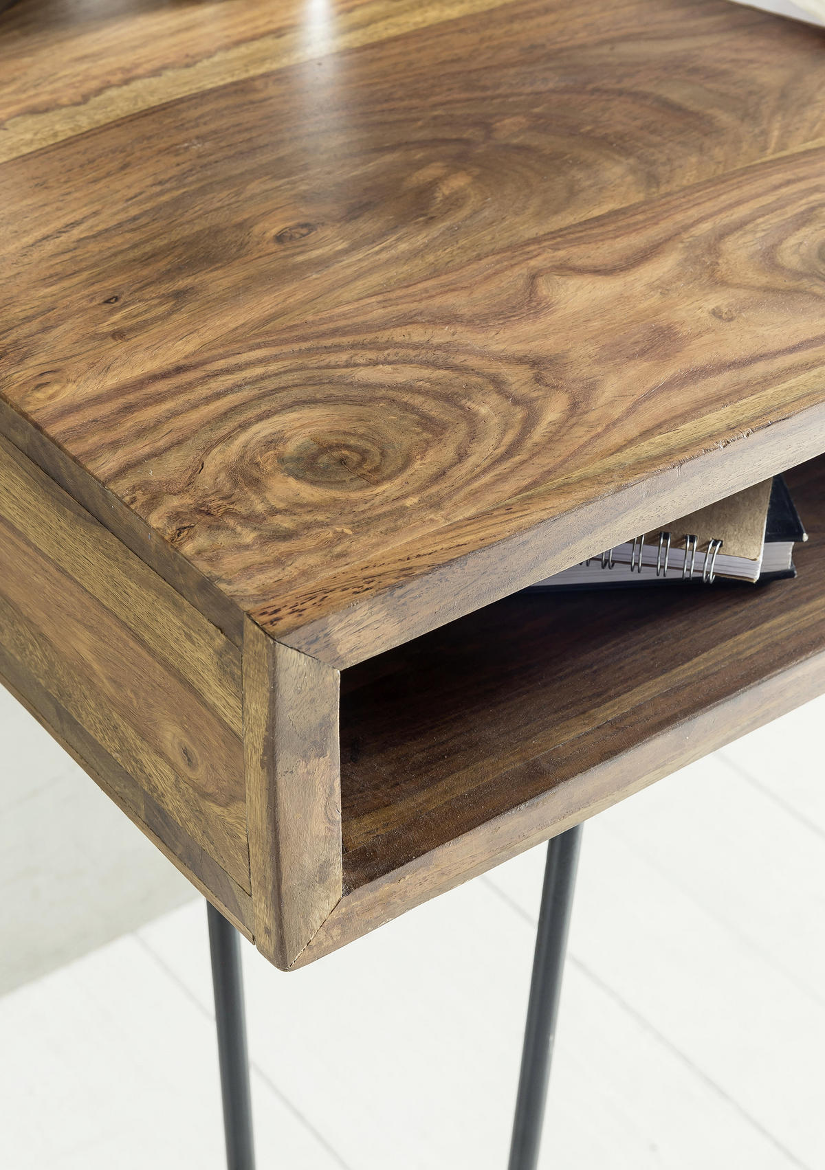 SCHREIBTISCH 110/60/76 cm  in Sheeshamfarben  - Sheeshamfarben/Schwarz, Design, Holz/Metall (110/60/76cm) - MID.YOU