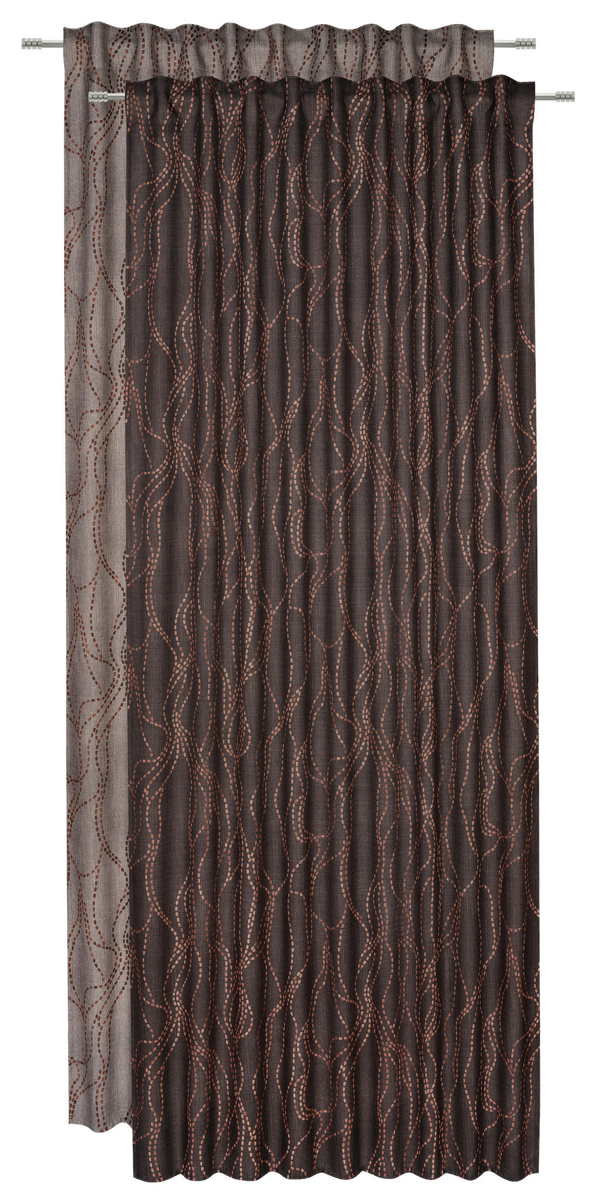 HOTOVÝ ZÁVĚS, neprůsvitné, 140/245 cm - hnědá, Konvenční, textil (140/245cm) - Esposa