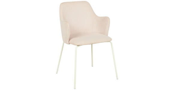 ARMLEHNSTUHL in Eisen Samt - Creme/Rosa, Design, Textil/Metall (53/85/58cm) - Novel