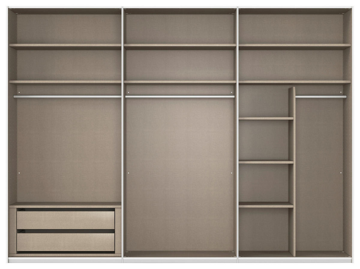 SCHWEBETÜRENSCHRANK 301/223/68 cm 3-türig Weiß  - Weiß, KONVENTIONELL, Holzwerkstoff/Metall (301/223/68cm) - Novel