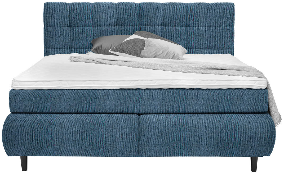 BOXSPRINGBETT 160/200 cm  in Blau  - Blau/Schwarz, Konventionell, Holz/Textil (160/200cm) - Ti'me