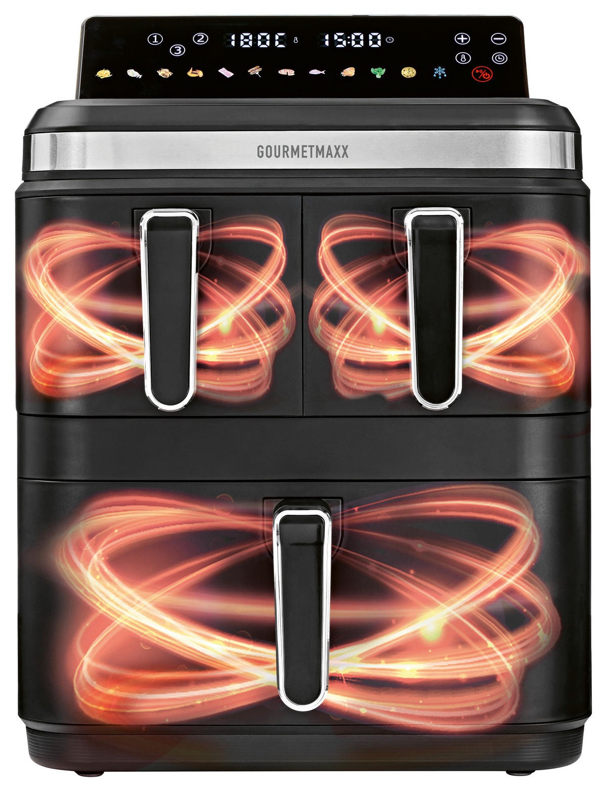 HEIßLUFTFRITTEUSE GOURMETmaxx 17 L  - Edelstahlfarben/Schwarz, MODERN, Kunststoff/Metall (37,7/37,5/43cm) - GOURMETMAXX