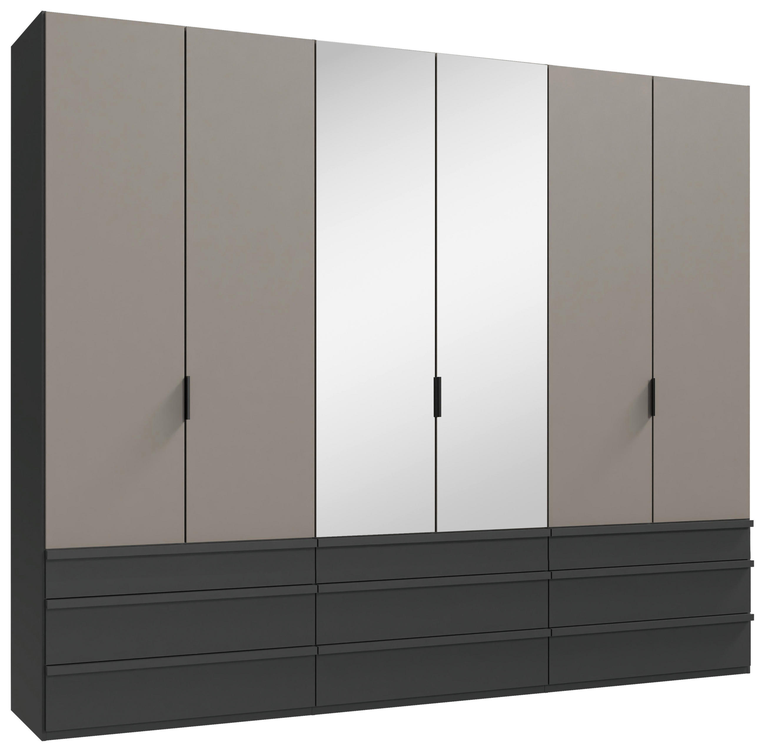 FALTTÜRENSCHRANK 300/236/58 cm 3-türig Graphitfarben, Grau, Sahara  - Schwarz/Graphitfarben, Design, Glas/Holzwerkstoff (300/236/58cm) - Boxxx