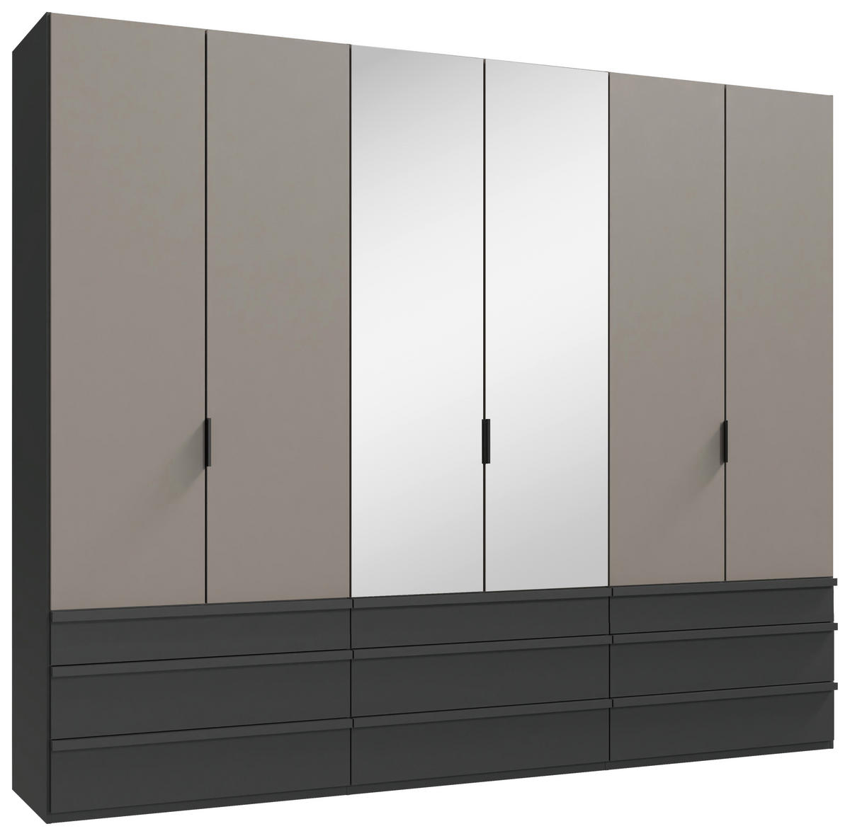 Dulap Cu Uși Pliabile, 300/236/58 cm, grafit, gri, sahara - sahara/grafit, Design, sticlă/material pe bază de lemn (300/236/58cm) - Boxxx