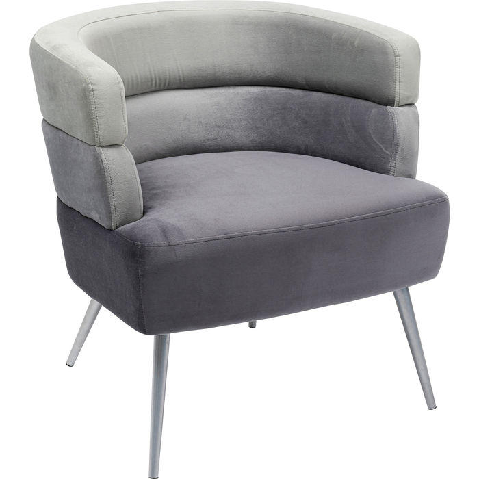 COCKTAILSESSEL Samt Grau, Hellgrau    - Silberfarben/Hellgrau, Trend, Textil/Metall (65/74/64cm) - Kare-Design