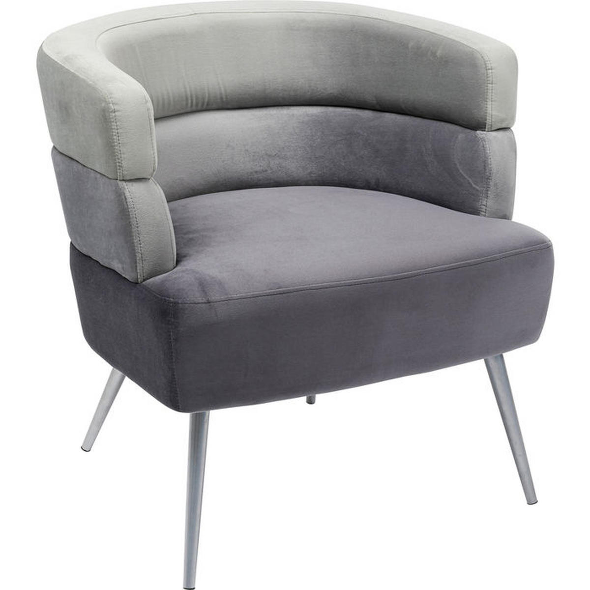 COCKTAILSESSEL Samt Grau, Hellgrau    - Silberfarben/Hellgrau, Trend, Textil/Metall (65/74/64cm) - Kare-Design