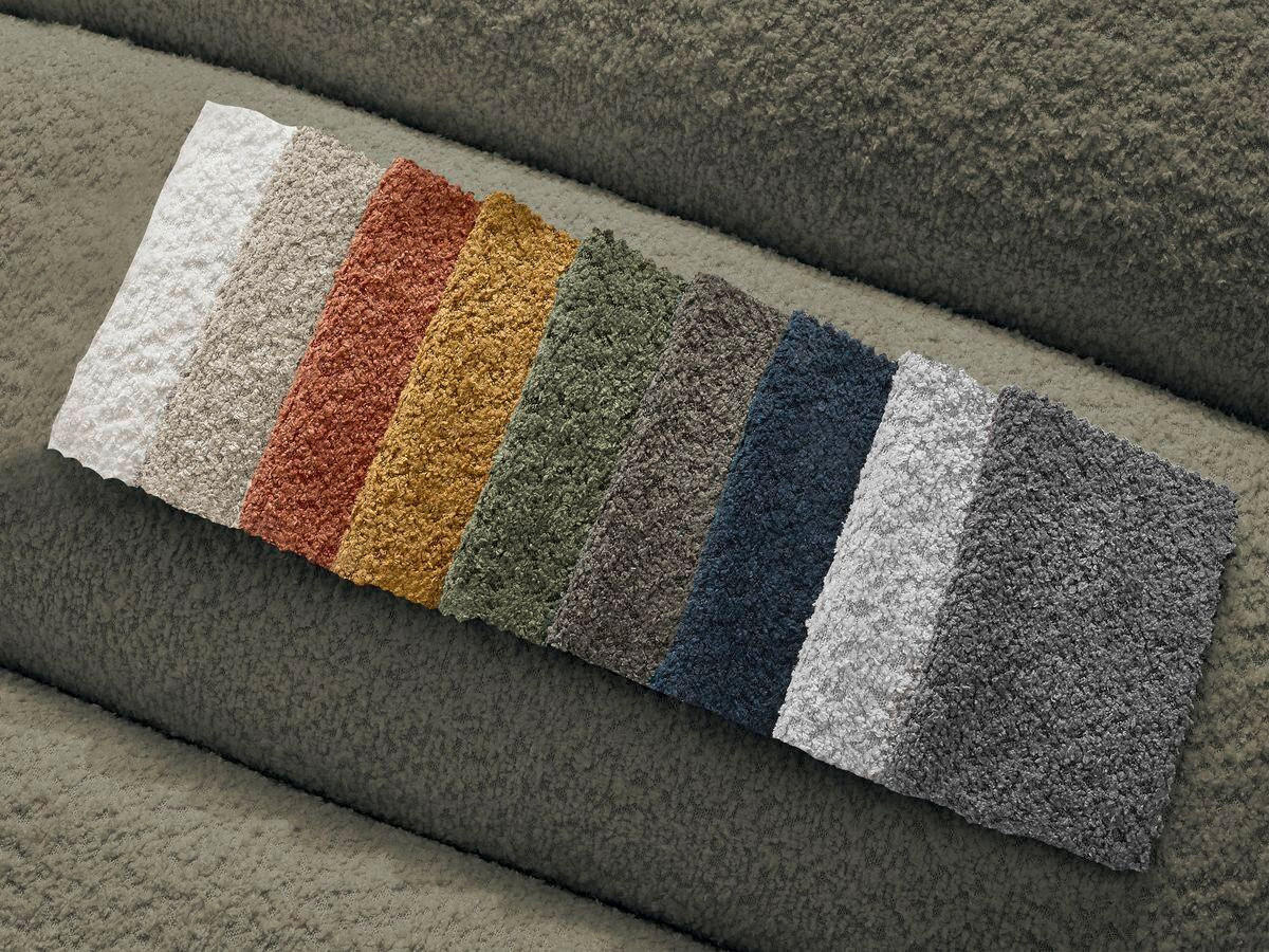 HOCKER ANNECY Bouclé Grün  - Schwarz/Grün, MODERN, Kunststoff/Textil (146/45/68cm)