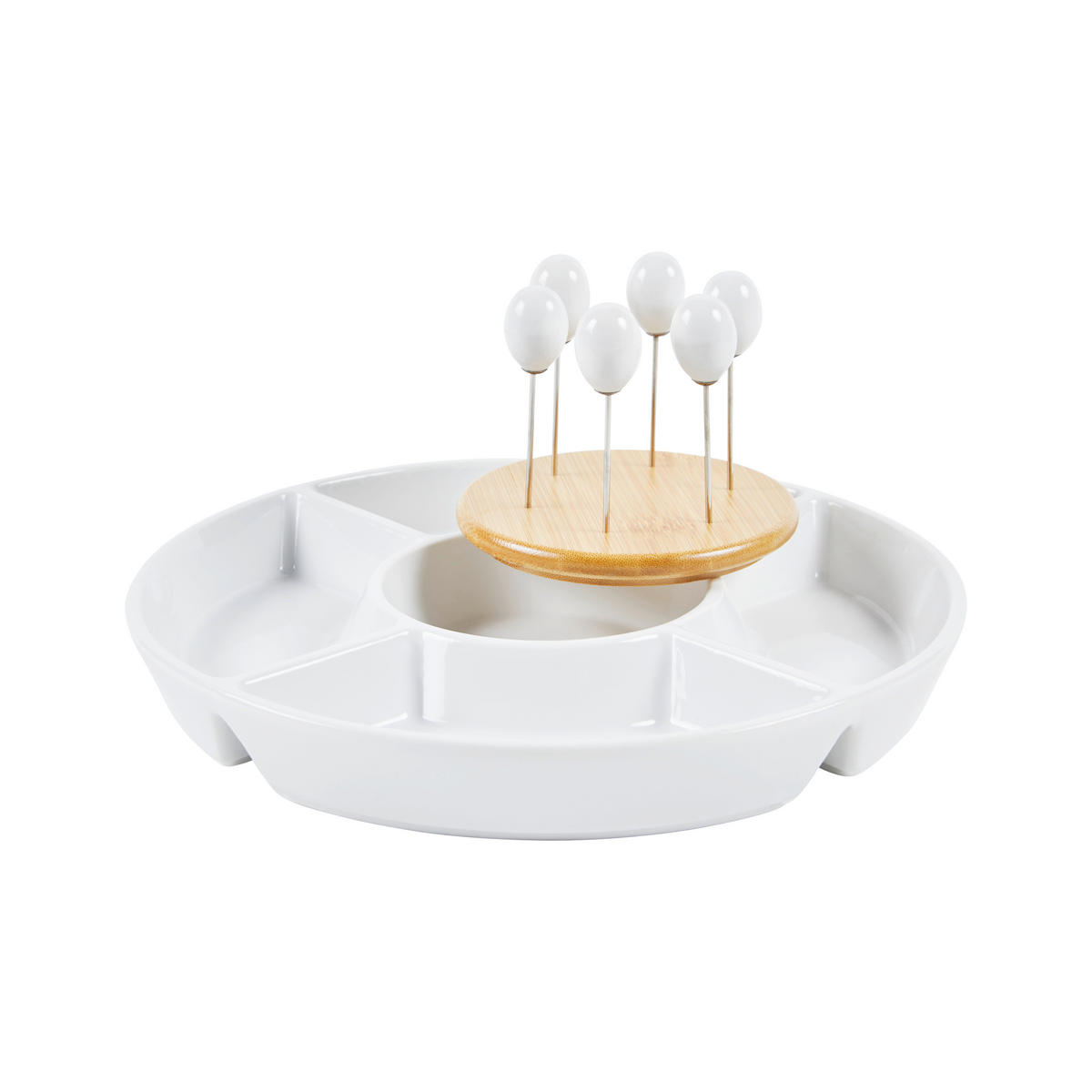 Platou De Servire 25,5 cm   - maro/alb, Design, ceramică (25,5cm)