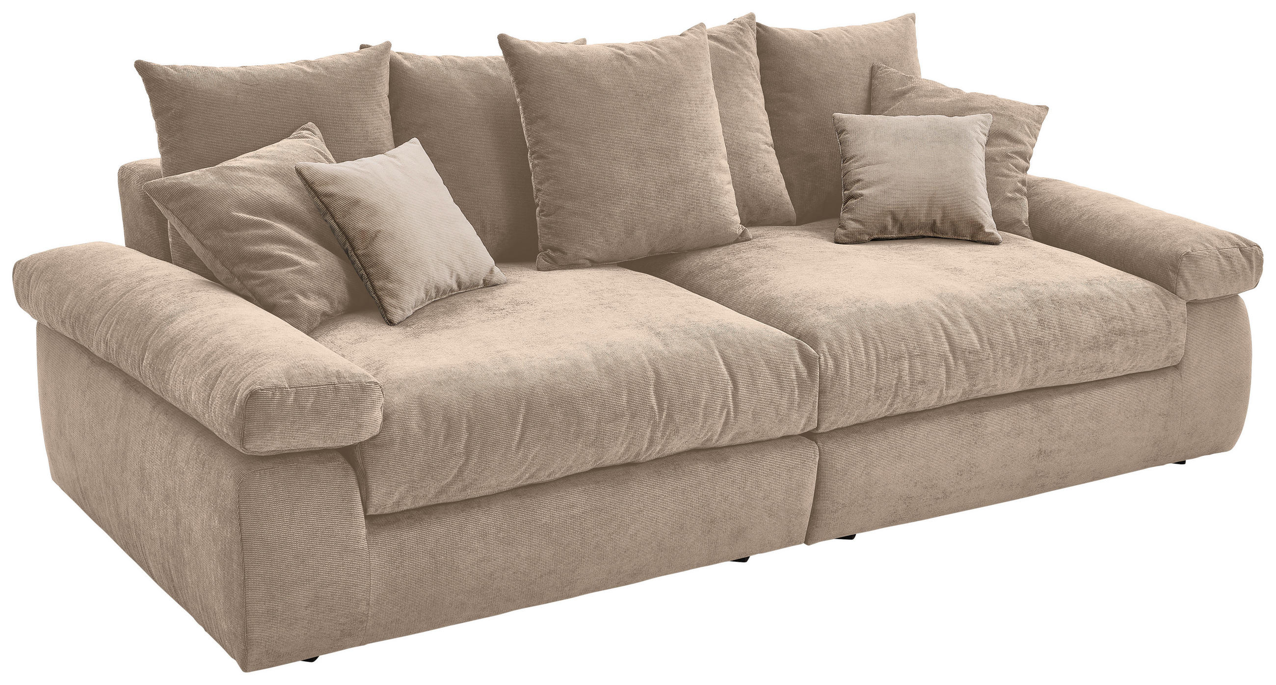 BIGSOFA Feincord Taupe  - Taupe/Schwarz, Design, Kunststoff/Textil (260/90/140cm) - Carryhome