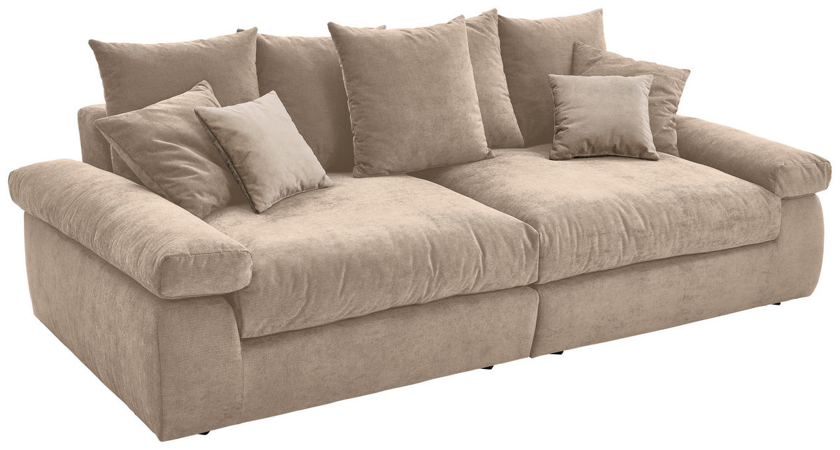 BIGSOFA Feincord Taupe  - Taupe/Schwarz, Design, Kunststoff/Textil (260/90/140cm) - Carryhome