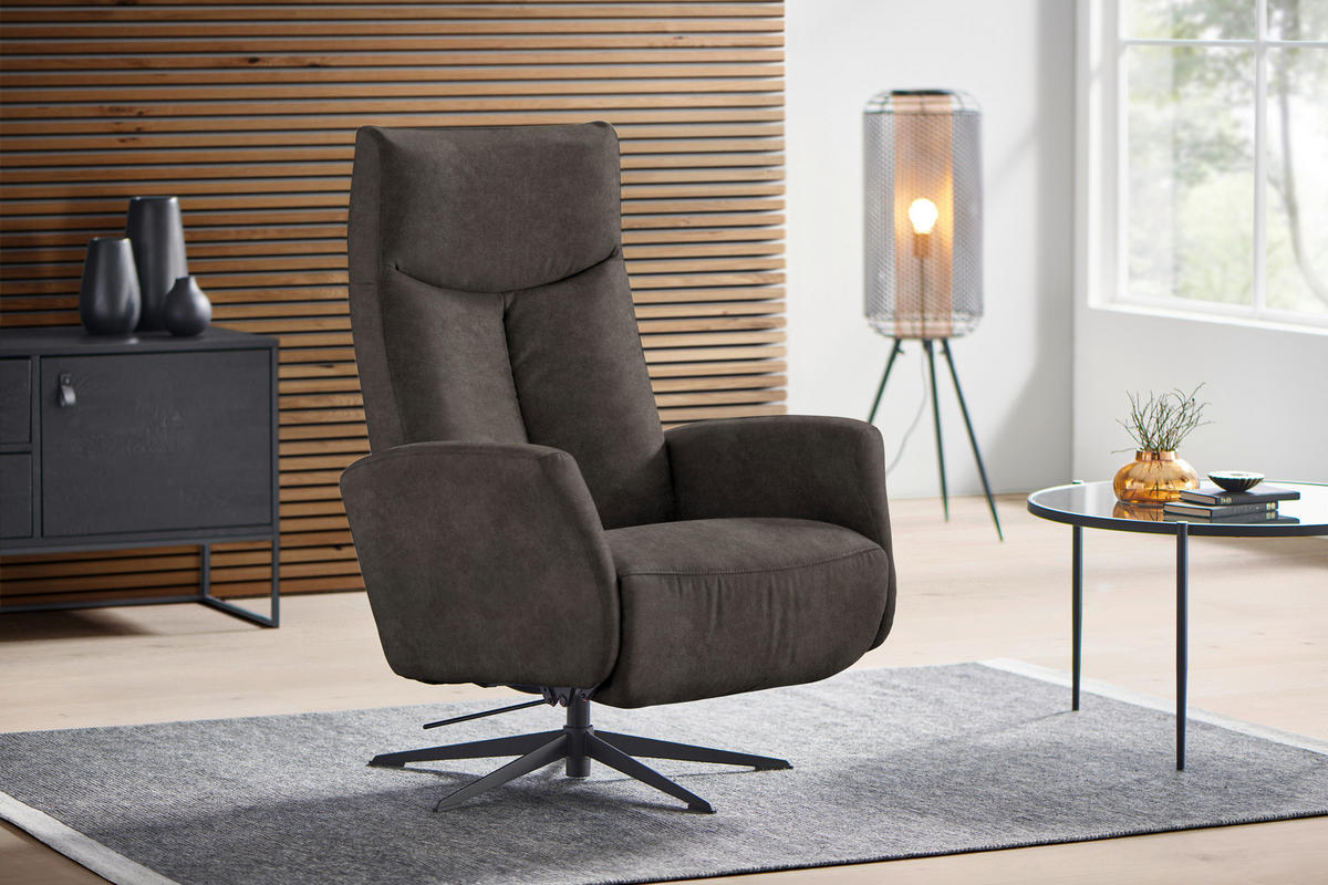 RELAXSESSEL in Textil Anthrazit  - Anthrazit/Schwarz, Design, Textil/Metall (73/105/82cm) - Welnova