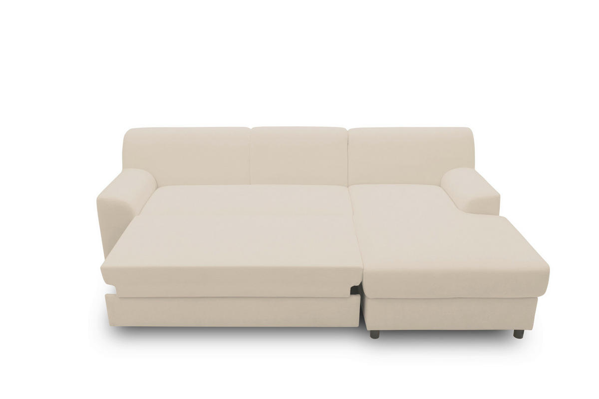 ECKSCHLAFSOFA  CAPRI 2 Beige Mikrofaser  - Beige/Schwarz, Basics, Kunststoff/Textil (241/146cm) - MID.YOU