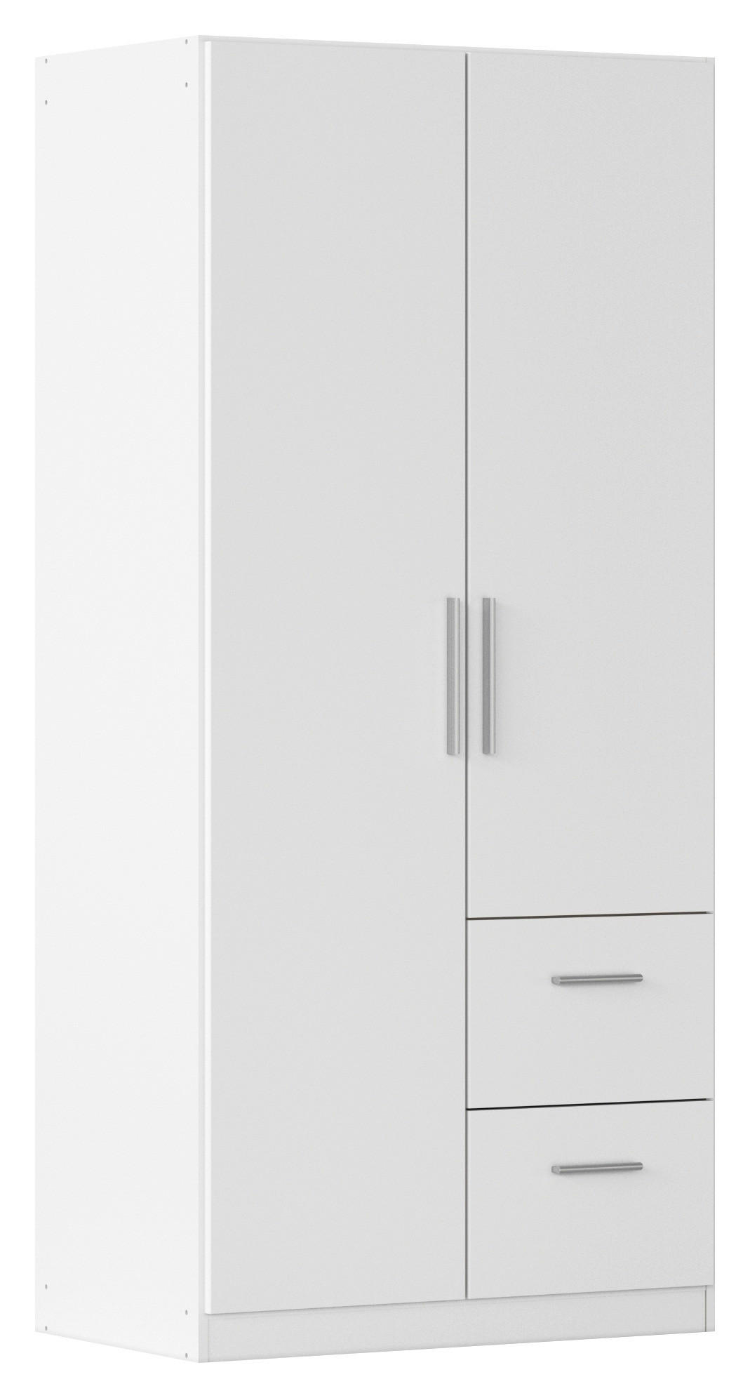 DREHTÜRENSCHRANK Weiss  - Weiss/Alufarben, Konventionell, Holzwerkstoff/Kunststoff (91/197/54cm) - home24