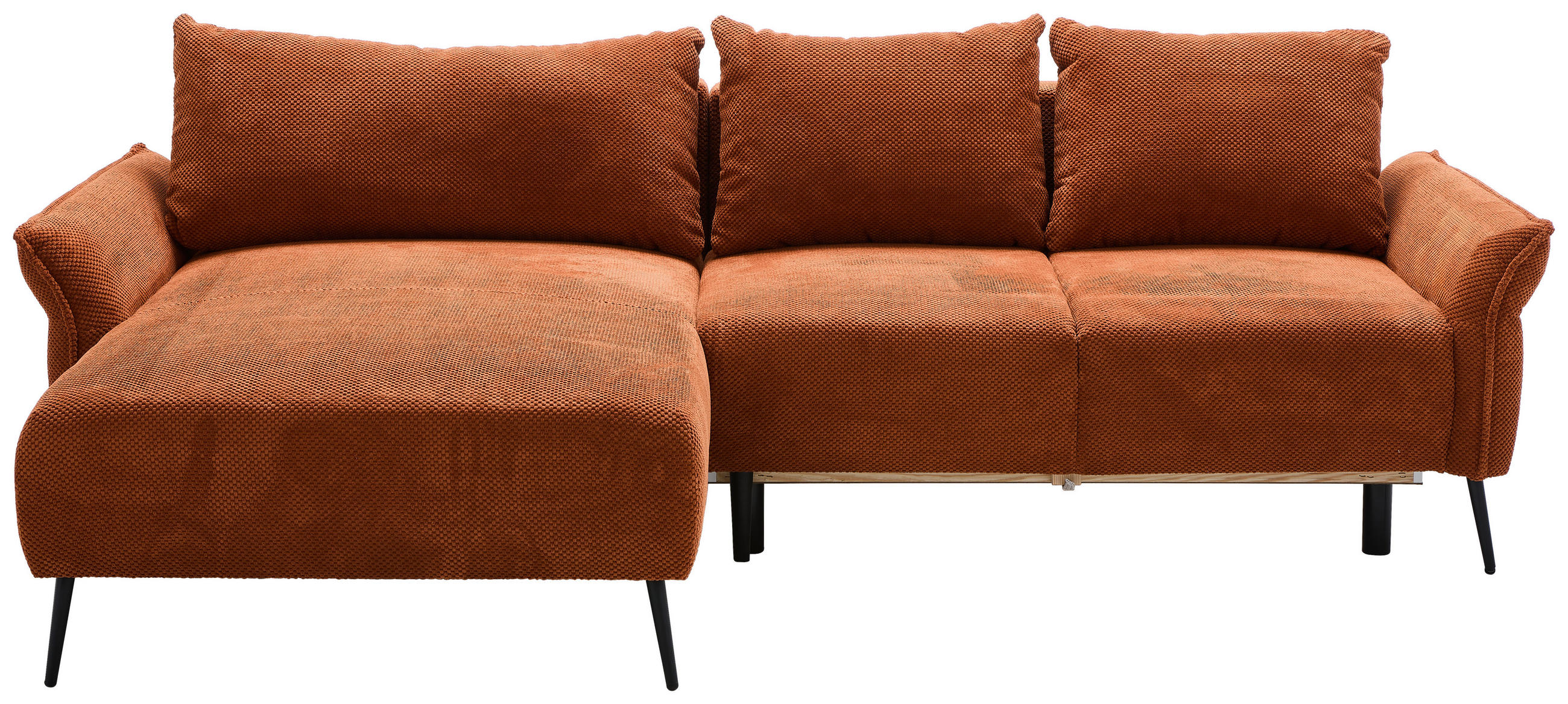 ECKSOFA Rostfarben Chenille  - Rostfarben/Schwarz, KONVENTIONELL, Textil/Metall (164/255cm) - Carryhome