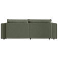 ECKSOFA Olivgrün Cord Zierkissen, Rückenkissen, Schlaffunktion, Rücken echt  - Schwarz/Olivgrün, MODERN, Kunststoff/Textil (153/250cm) - Xora