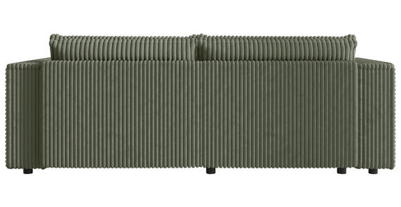 ECKSOFA Olivgrün Cord Zierkissen, Rückenkissen, Schlaffunktion, Rücken echt  - Schwarz/Olivgrün, MODERN, Kunststoff/Textil (153/250cm) - Xora