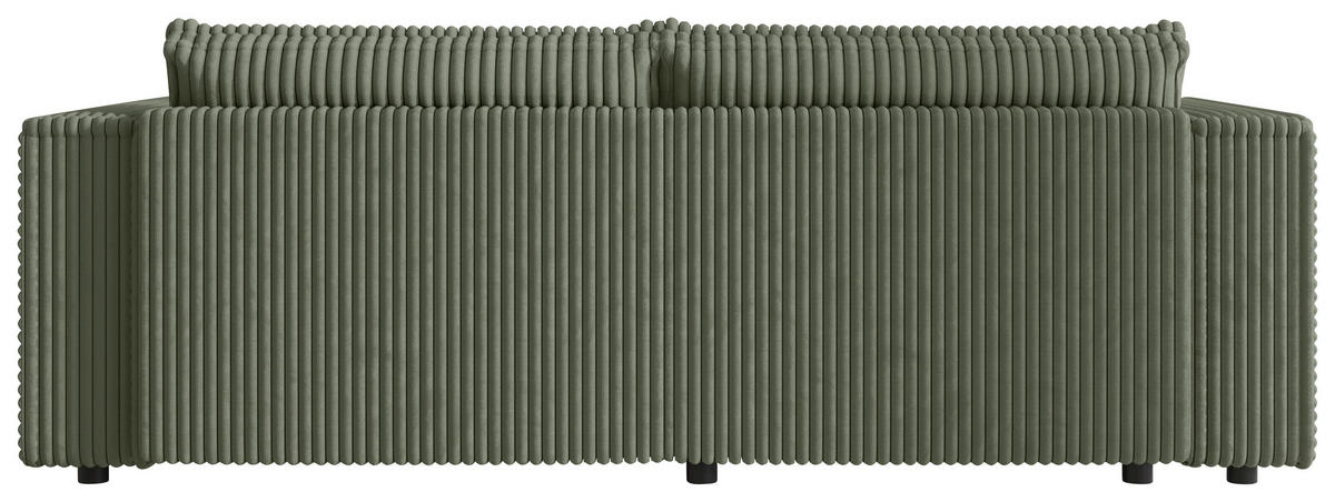 ECKSOFA Olivgrün Cord Zierkissen, Rückenkissen, Schlaffunktion, Rücken echt  - Schwarz/Olivgrün, MODERN, Kunststoff/Textil (153/250cm) - Xora
