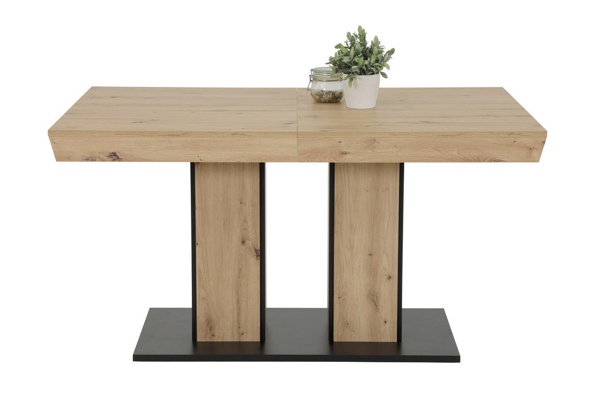 TISCHGRUPPE Mikrofaser Grau, Eiche Artisan  - Eiche Artisan/Grau, MODERN, Textil/Metall (140 - 220/76/90cm) - MID.YOU