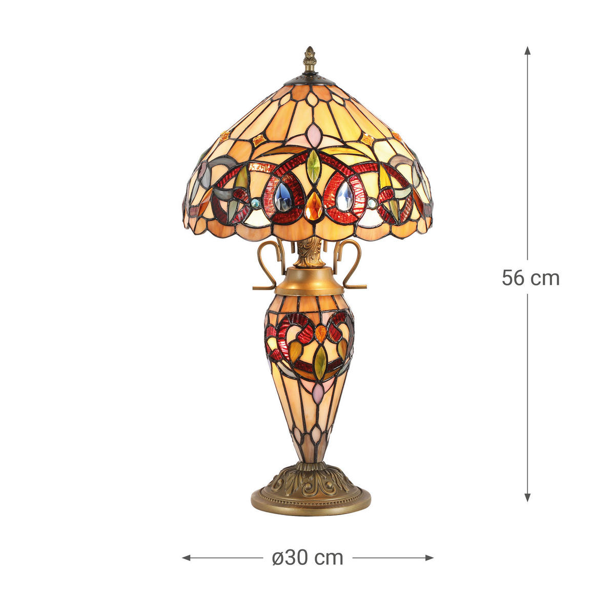 ASZTALI LÁMPA - barna/többszínű, Basics, Üveg/fém (30/56/30cm)