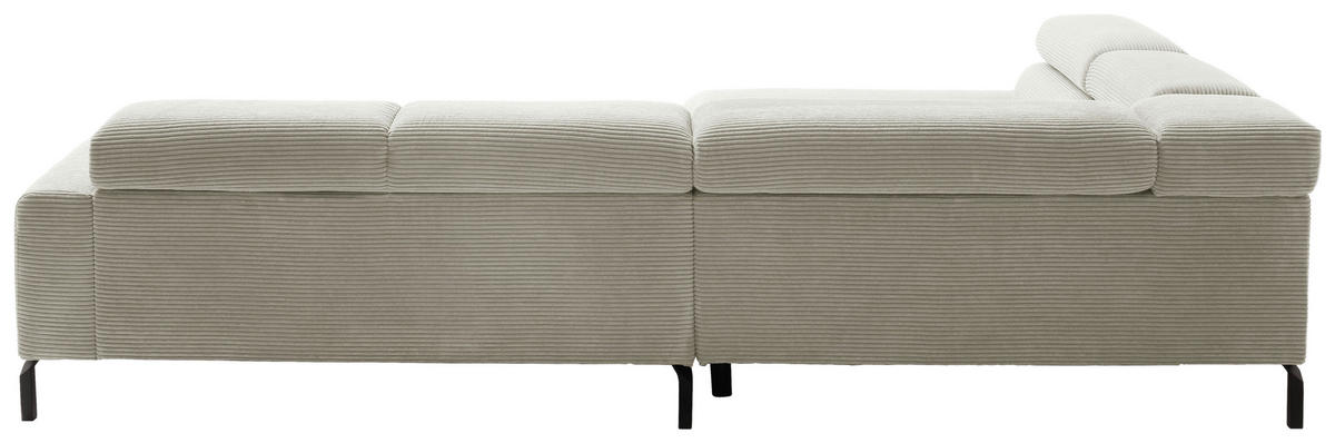 ECKSOFA inkl. Funktion in Cord Hellgrau  - Hellgrau/Schwarz, Modern, Textil/Metall (219/309cm) - Pure Home Lifestyle