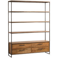 REGAL Akazie massiv Schwarz, Akaziefarben  - Schwarz/Akaziefarben, Design, Holz/Metall (145/190/35cm) - home24