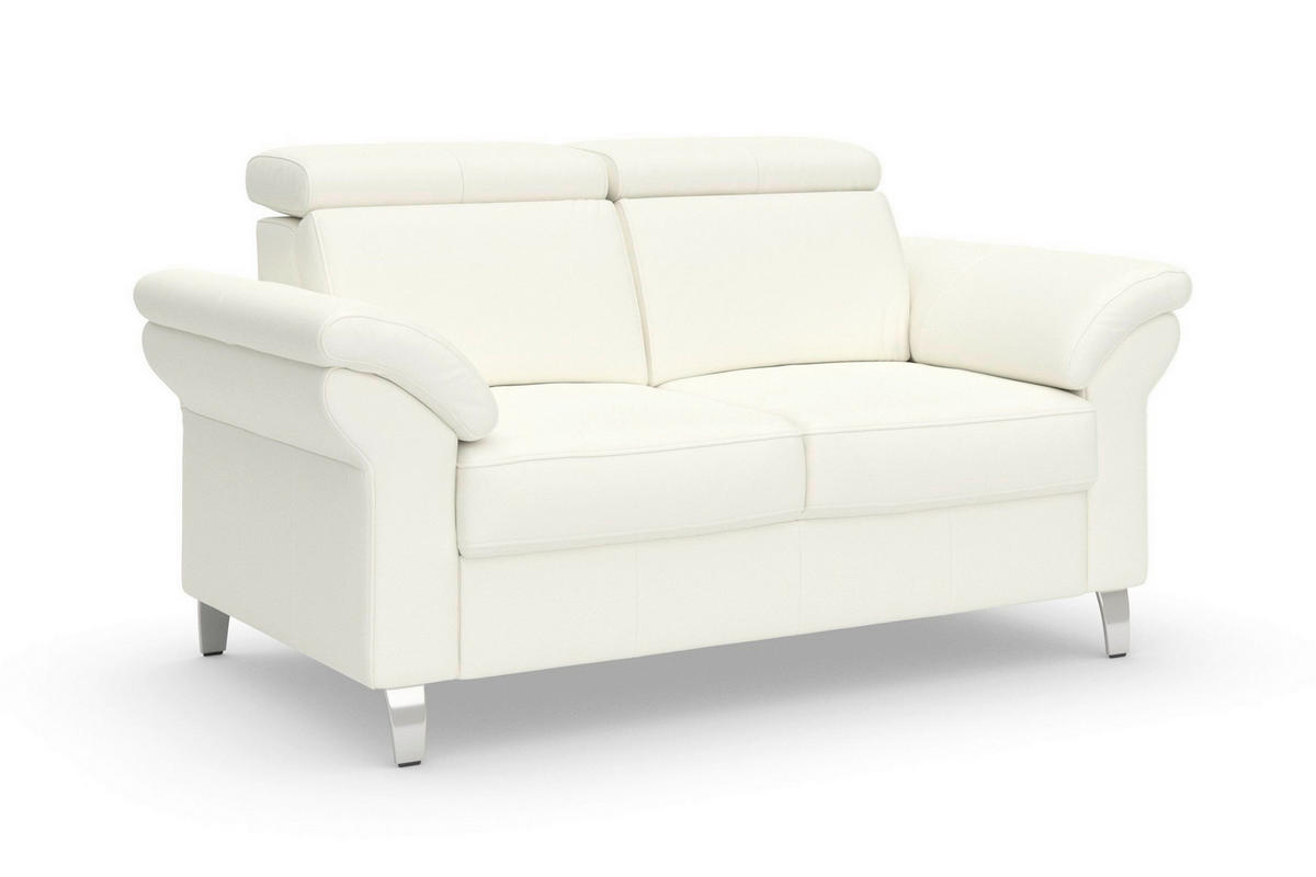 2-SITZER-SOFA ARNGAST E Weiß Echtleder  - Chromfarben/Weiß, Basics, Leder/Textil (156/84/93cm) - Sit & More
