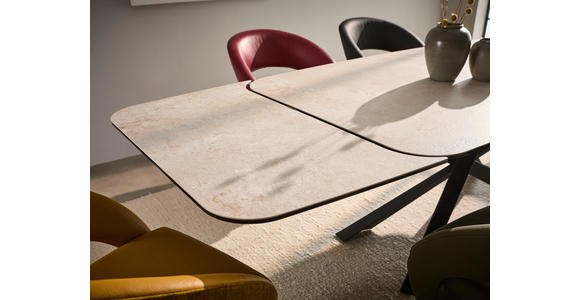 ESSTISCH in Metall, Glas, Keramik 190-290/100/76 cm  - Beige/Schwarz, Design, Glas/Keramik (190-290/100/76cm) - Novel