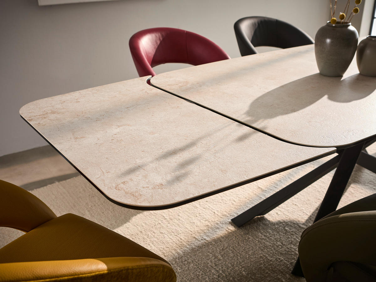 ESSTISCH in Metall, Glas, Keramik 190-290/100/76 cm  - Beige/Schwarz, Design, Glas/Keramik (190-290/100/76cm) - Novel