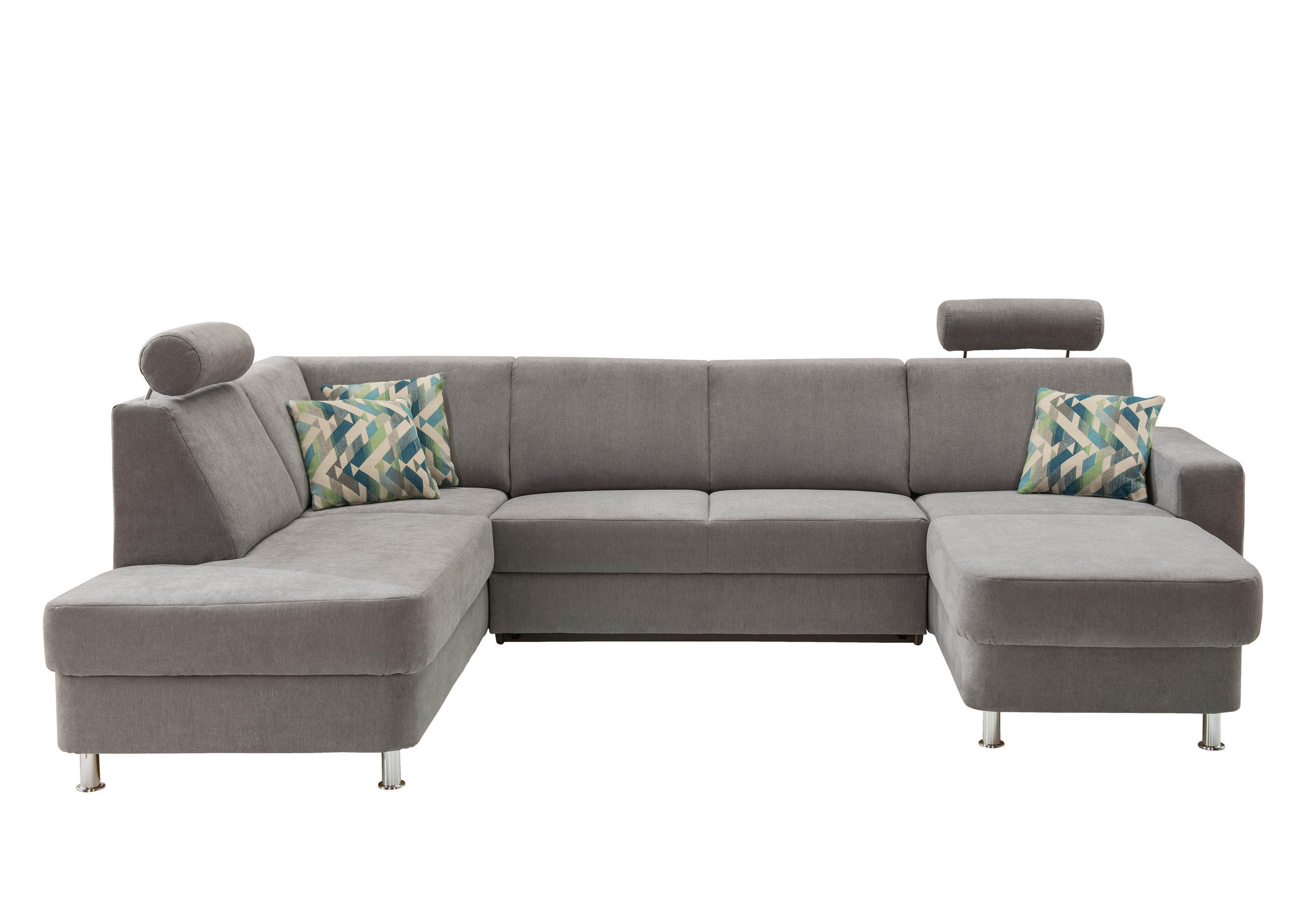 WOHNLANDSCHAFT  in Chenille Grau  - Chromfarben/Multicolor, Design, Kunststoff/Textil (198/301/165cm) - Xora