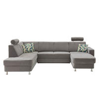 WOHNLANDSCHAFT  in Chenille Grau  - Chromfarben/Multicolor, Design, Kunststoff/Textil (198/301/165cm) - Xora