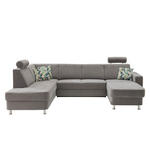 WOHNLANDSCHAFT  in Chenille Grau  - Chromfarben/Multicolor, Design, Kunststoff/Textil (198/301/165cm) - Xora