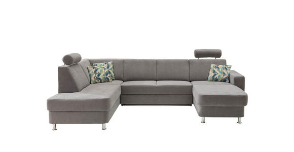 WOHNLANDSCHAFT  in Chenille Grau  - Chromfarben/Multicolor, Design, Kunststoff/Textil (198/301/165cm) - Xora