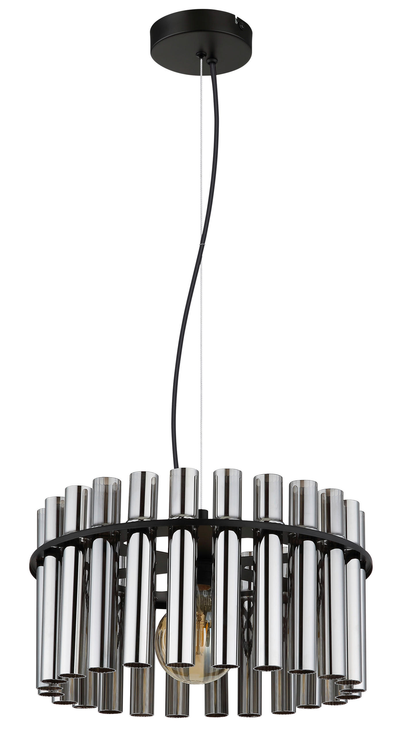 HÄNGELEUCHTE 38/120 cm  - Schwarz/Grau, Design, Glas/Kunststoff (38/120cm) - Globo