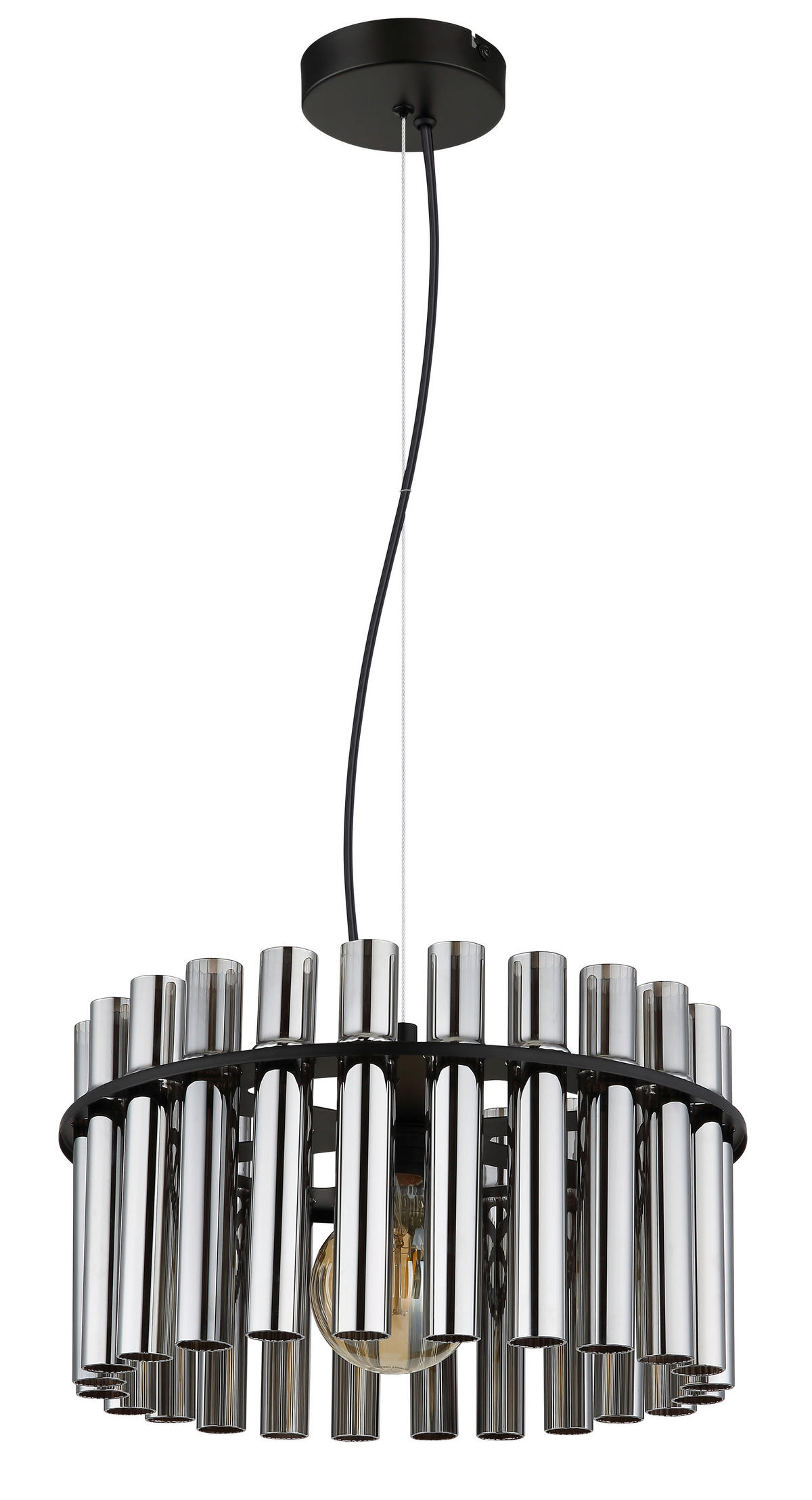 HÄNGELEUCHTE 38/120 cm  - Schwarz/Grau, Design, Glas/Kunststoff (38/120cm) - Globo