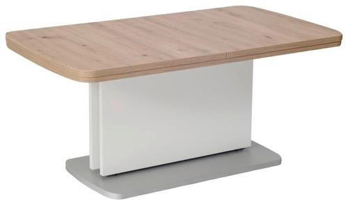 COUCHTISCH 110-180/63/53-72 cm rechteckig Weiß, Eichefarben  - Edelstahlfarben/Eichefarben, KONVENTIONELL, Holzwerkstoff (110-180/63/53-72cm) - Venda