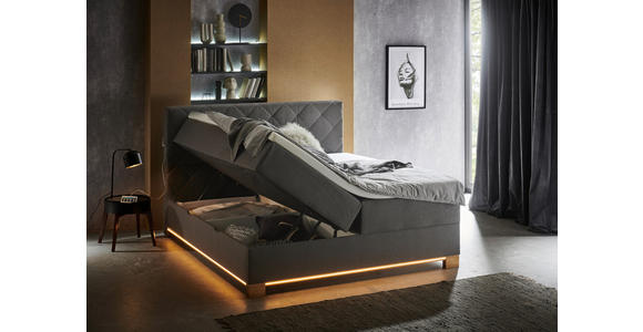 BOXSPRINGBETT 180/200 cm in Anthrazit - Anthrazit, Design, Holz/Holzwerkstoff (180/200cm) - Xora